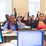 students learning